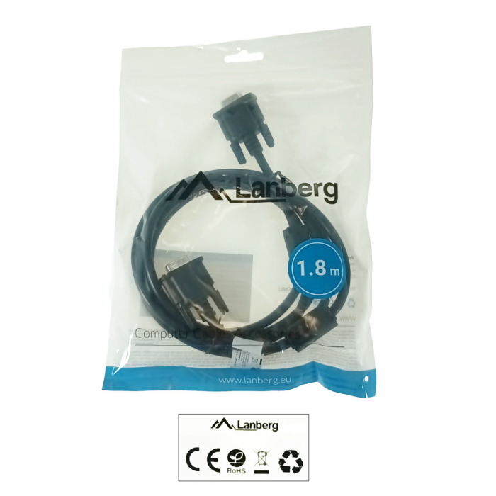 Cablu de conectare ecranat cu miez de ferita , Lanberg , VGA tata/VGA tata , 1.8 m , negru [5]