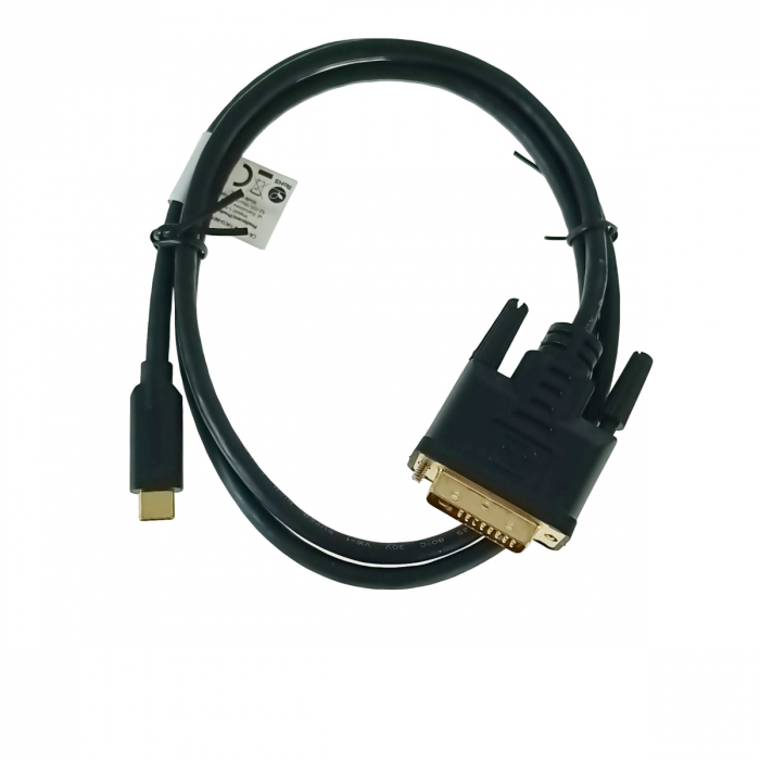 Cablu video USB-C la DVI-D 24+1 pini, 1m, tata-tata, dual link, HDR, Lanberg 43684, 4K-60Hz, negru [4]