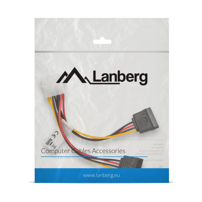 Cablu alimentare de la Molex la 2 SATA , T/M , 0.15 cm [4]