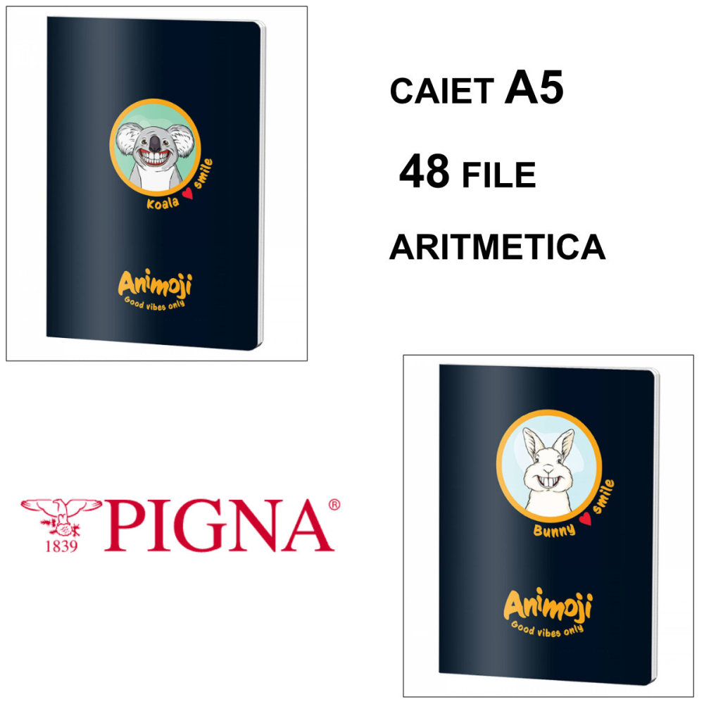 Caiet A5 Aritmetica 48 File - Calcule Geometrie si Exercitii, Uz Scolar Portabil si Studiu Individual, Design Animoji pe Fundal Negru [2]