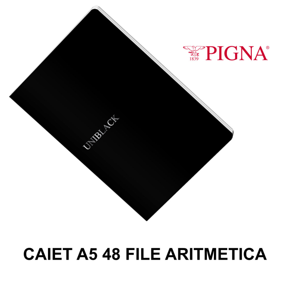 Caiet A5 Aritmetica 48 File - Rezistenta si Precizie Portabila, Calcule si Geometrie, Coperta PP Negru Design UNIBLACK [2]
