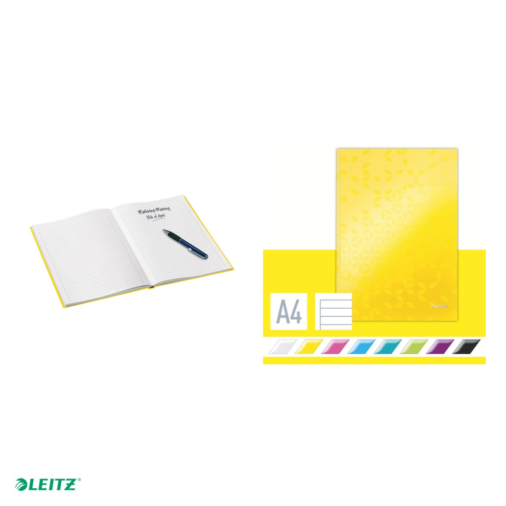 Caiet birou A4 dictando coperta carton Leitz Wow, 80 file, galben [4]