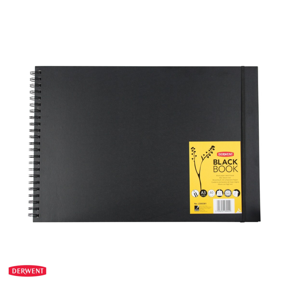 Caiet cu spira pentru schite si desen Derwent Professional, A3, 40 file, 200 g/mp, hartie neagra [4]