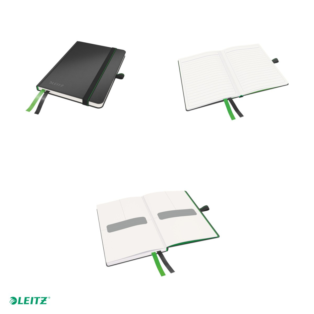 Caiet de birou Leitz Complete, A6, dictando, pentru documente perforate, 80 file, 8 file perforate, hartie 100 g/mp, negru [4]