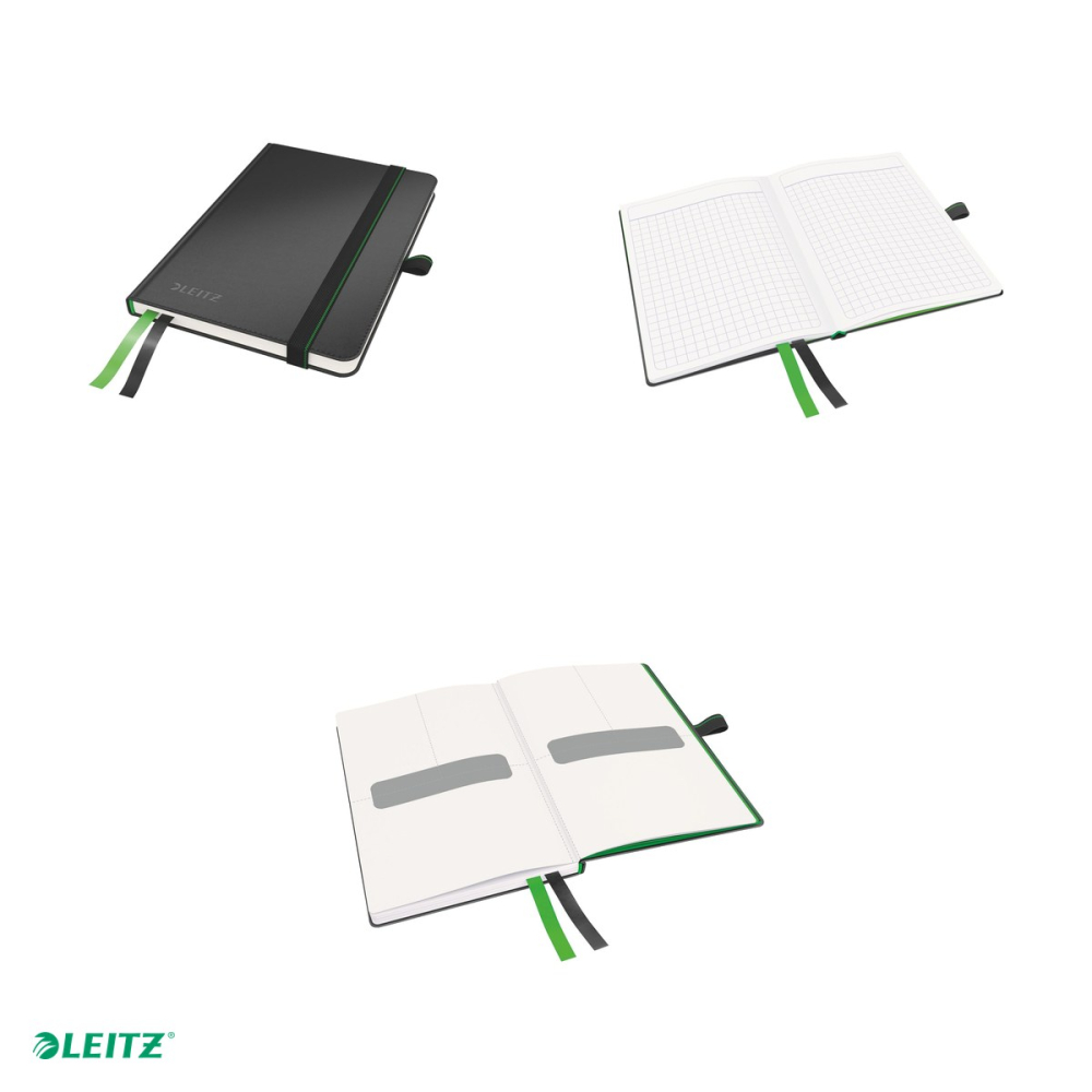 Caiet de birou Leitz Complete, A6, matematica, pentru documente perforate, 80 file, 8 file perforate, hartie 100 g/mp, negru [4]