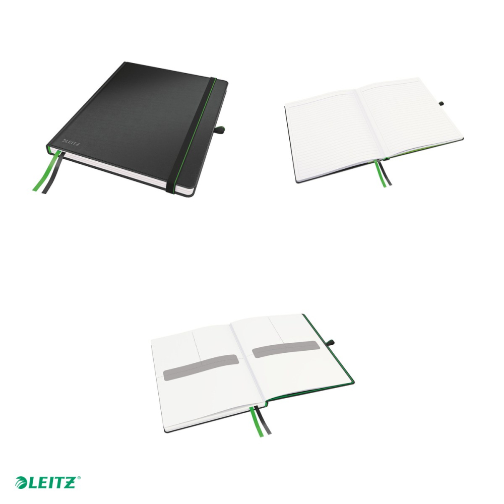 Caiet de birou Leitz Complete, format iPad, dictando, pentru documente perforate, 80 file, 8 file perforate, hartie 100 g/mp, negru [4]