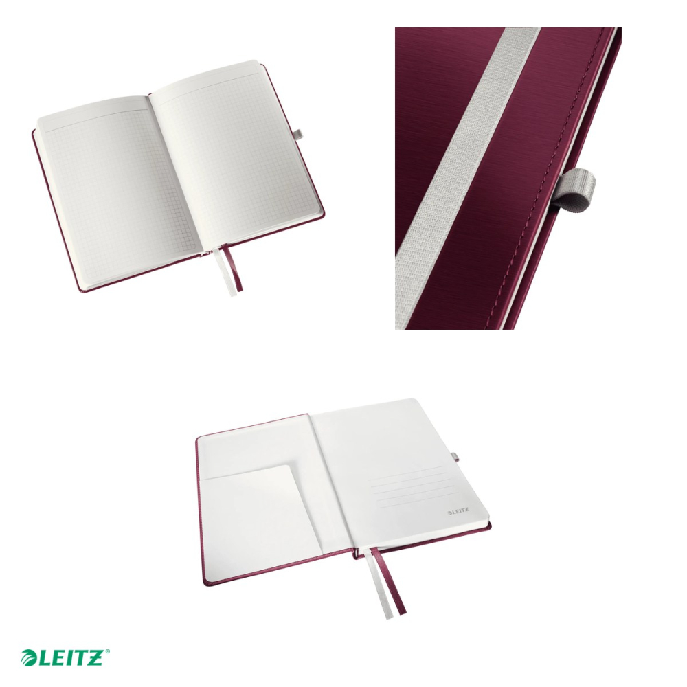 Caiet de birou Leitz Style, pentru documente perforate, 80 file, 8 file perforate, hartie 96 g/mp, grena [4]
