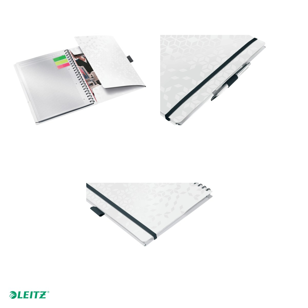 Caiet de birou Leitz WOW Be Mobile, PP, A4, cu spira, matematica, pentru documente perforate, 80 file, hartie 80 g/mp, alb [4]