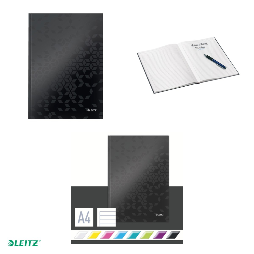 Caiet de birou Leitz WOW, carton laminat, coperta dura, A4, 80 coli, dictando, hartie 80 g/mp, negru [4]