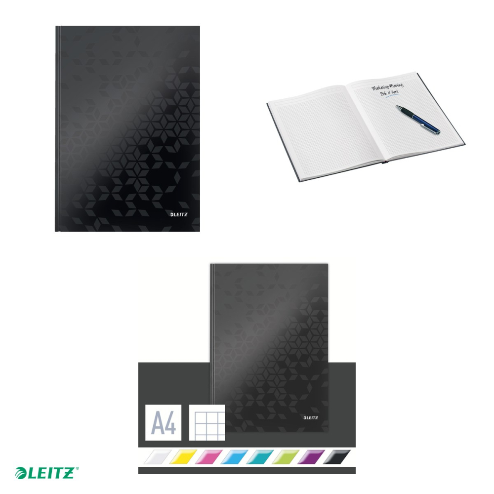 Caiet de birou Leitz WOW, carton laminat, coperta dura, A4, 80 coli, matematica, hartie 80 g/mp, negru [4]