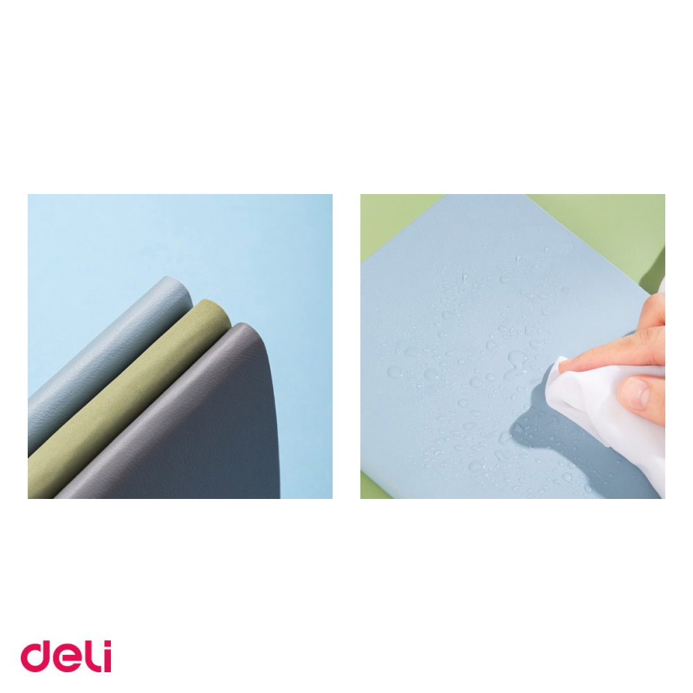 Caiet Deli A5, 80 file, birou, dictando, coperta imitatie piele bleu [4]