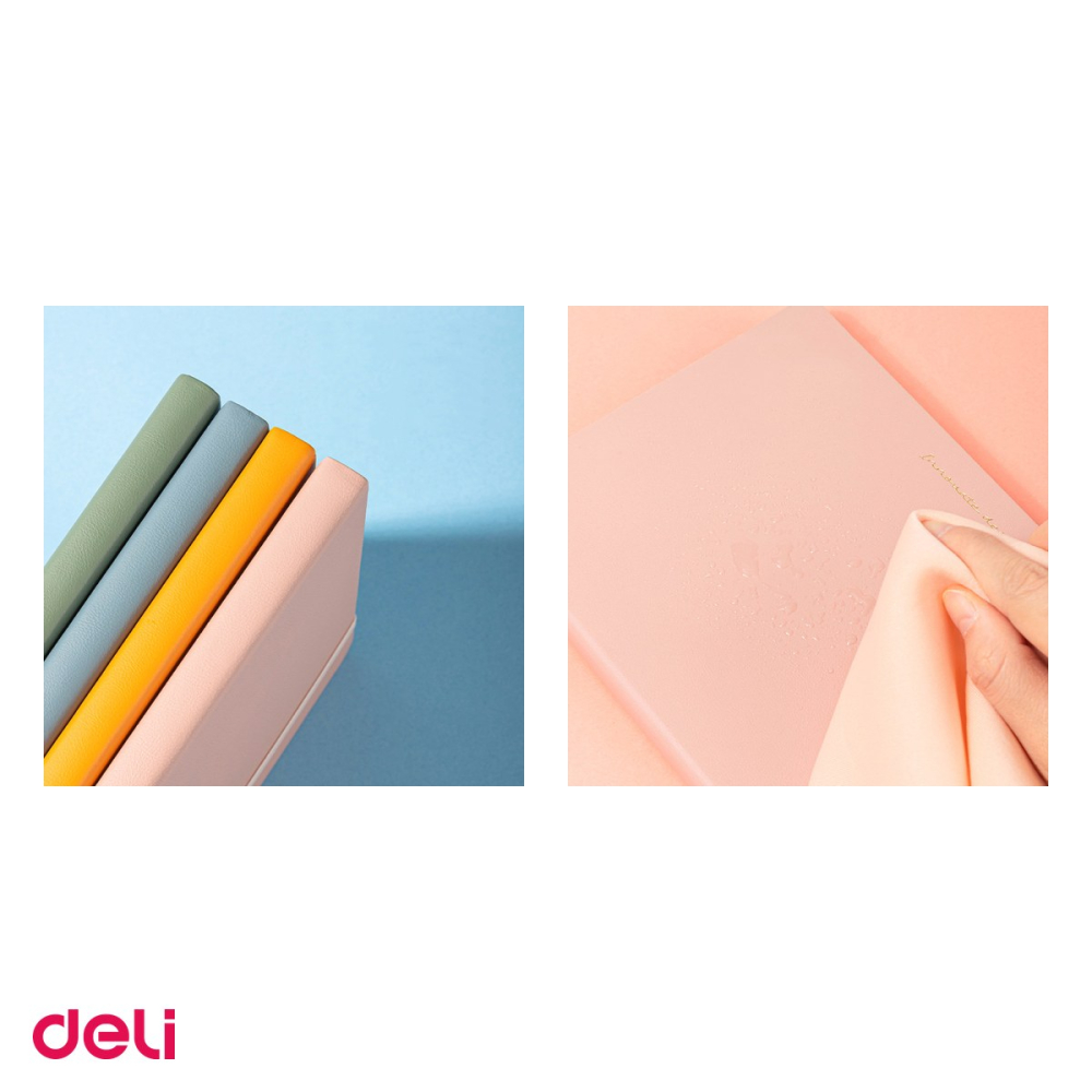 Caiet Deli A5, 96 file, birou, dictando, coperta imitatie piele bleu [4]