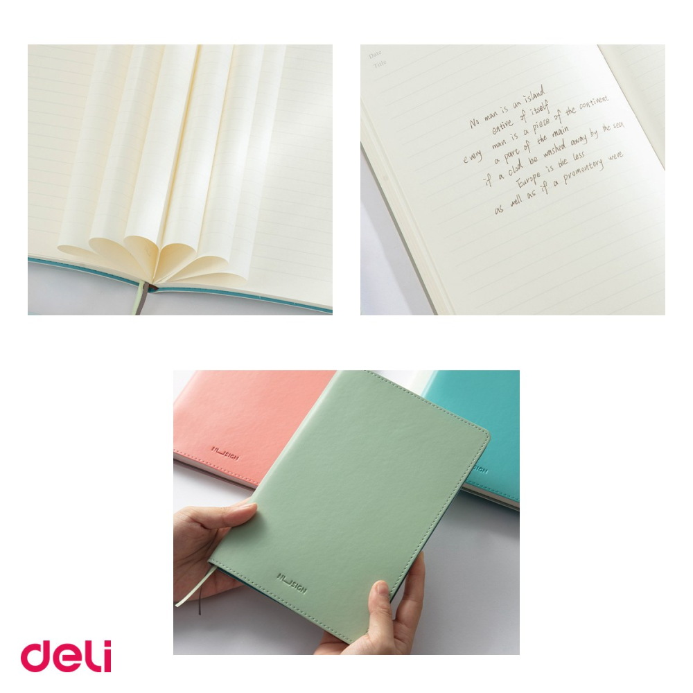 Caiet Deli A5, 96 file, dictando, birou, coperta imitatie piele bleu [4]