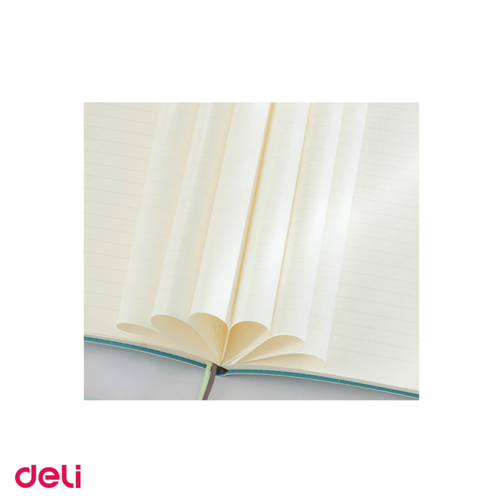 Caiet Deli A5, 96 file, linii, birou, dictando, coperta imitatie piele, verde [5]