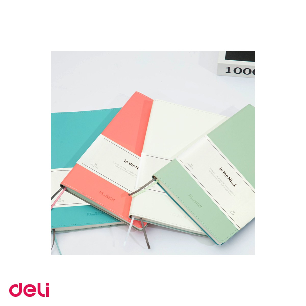 Caiet Deli A5, din imitatie piele, 96 file, dictando, birou 96 file dr cop, roz [5]