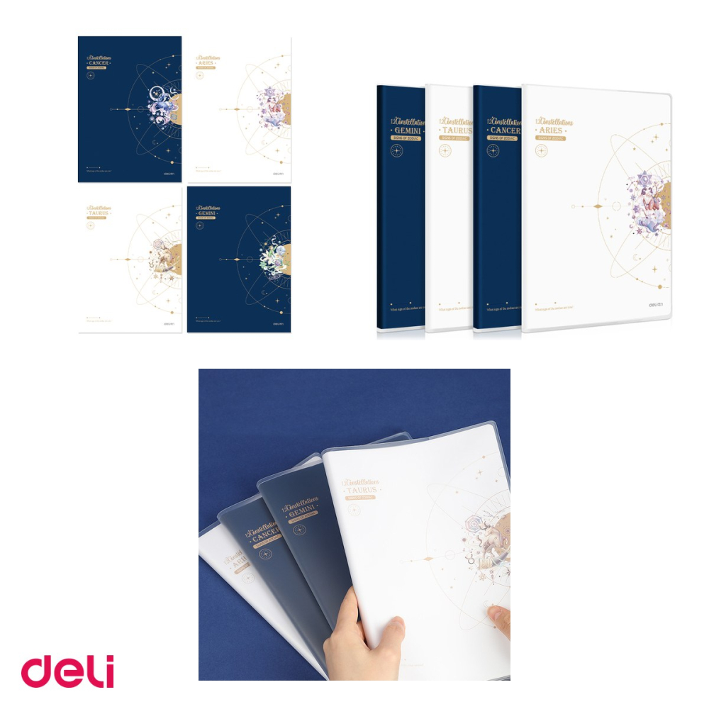 Caiet Deli B5, 96 file, birou, dictando, coperta zodiac, 252x174 mm [4]