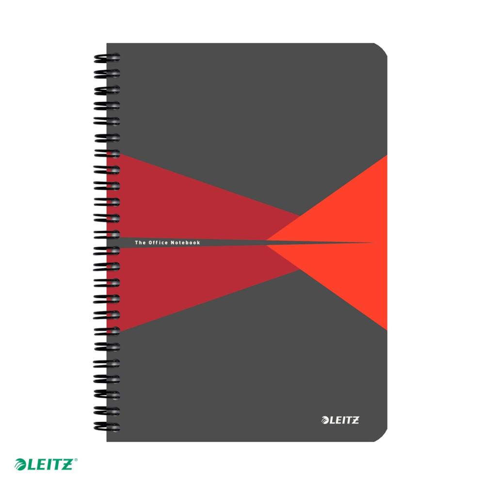 Caiet Leitz Office cu spira, coperta PP, A5, matematica, 90 file, hartie 90 g/mp, rosu [4]