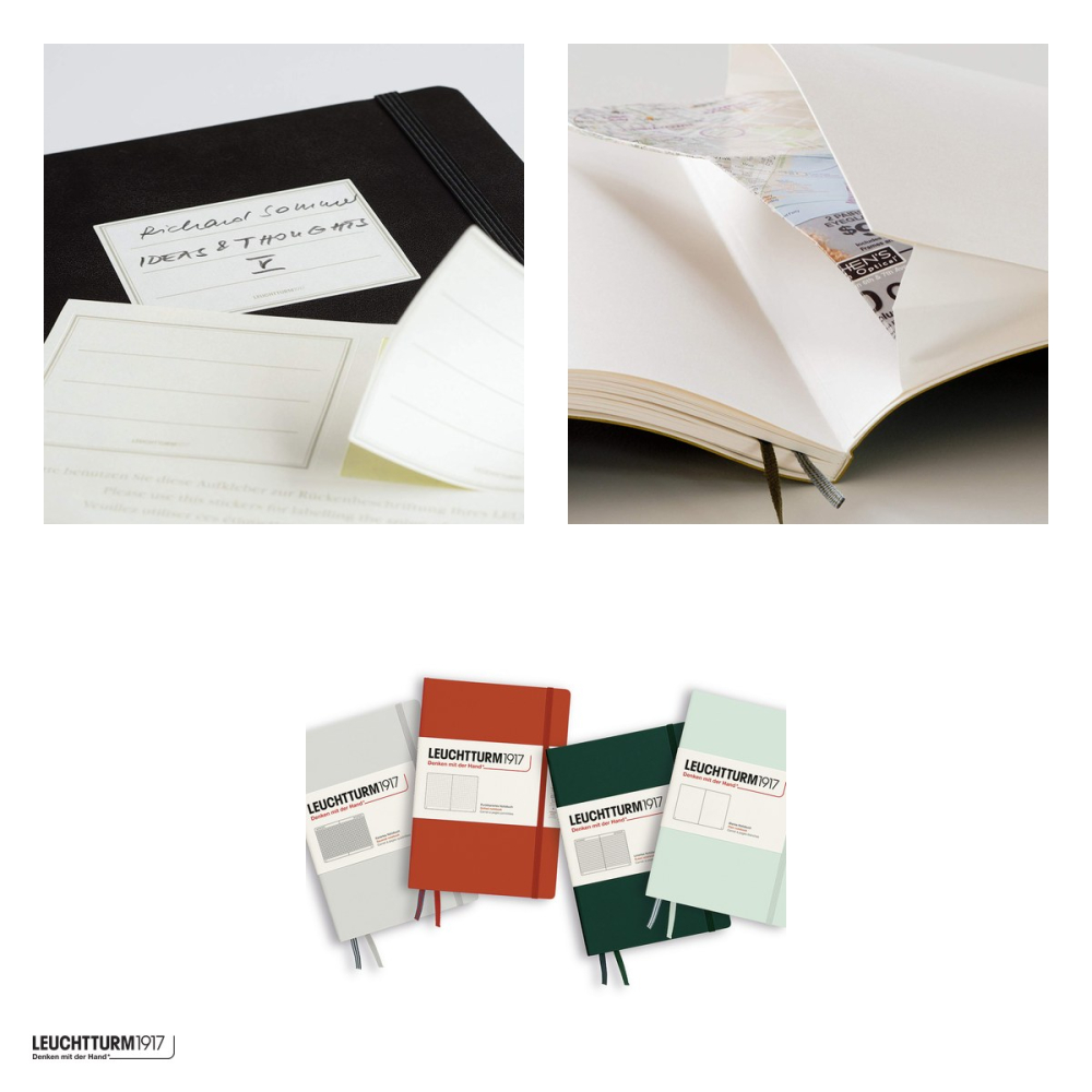 Caiet Leuchtturm1917 Notebook Classic A5, coperta flexibila, velin, 123 pagini numerotate, hartie 80 g/mp, 145 x 210 mm, cuprins, 2 semne de carte, elastic, buzunar, verde padure [4]