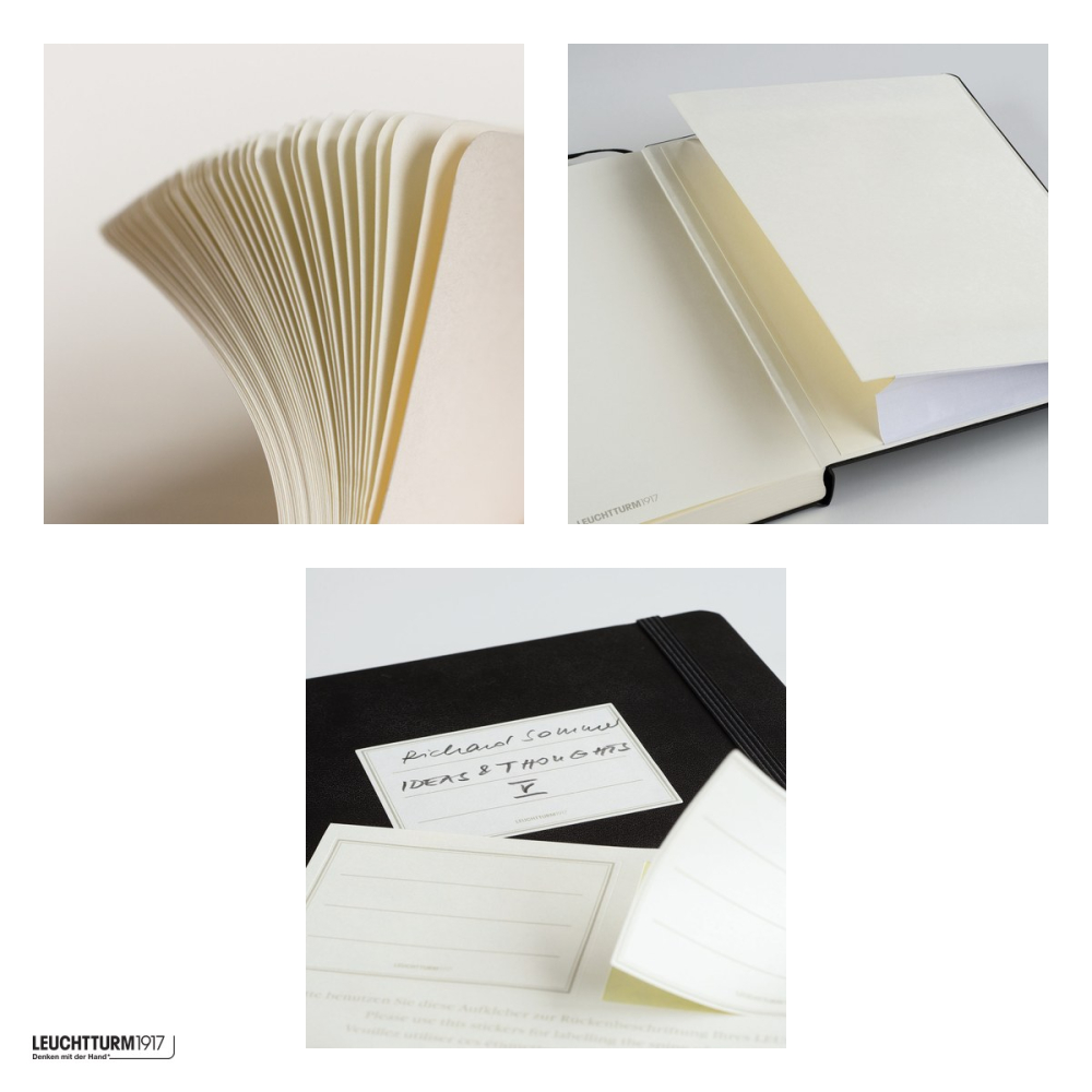 Caiet Leuchtturm1917 Notebook Classic A5, coperta flexibila, velin, 123 pagini numerotate, hartie 80 g/mp, 145 x 210 mm, cuprins, 2 semne de carte, elastic, buzunar, lila [4]