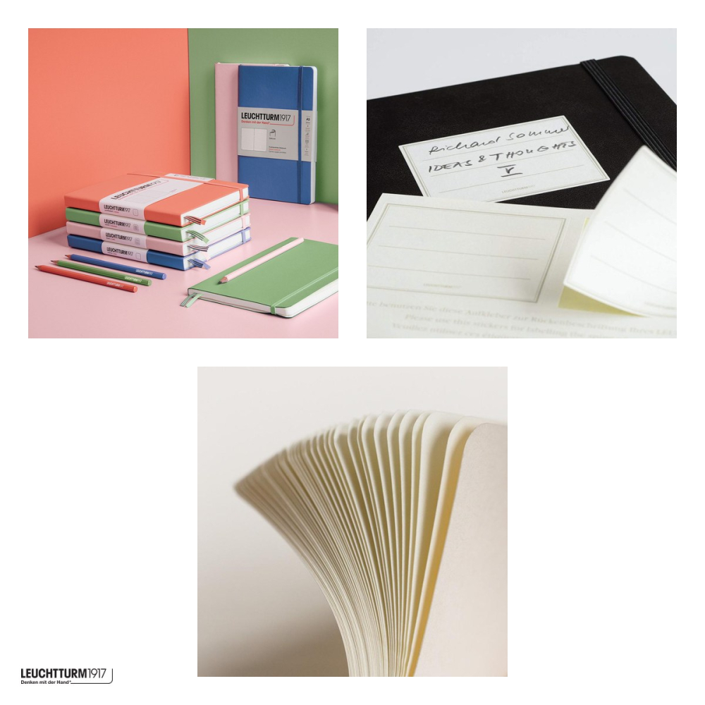 Caiet Leuchtturm1917 Notebook Classic A5, coperta rigida, velin, 251 pagini numerotate, hartie 80 g/mp, 145 x 210 mm, cuprins, 2 semne de carte, elastic, buzunar, roz pastel [4]