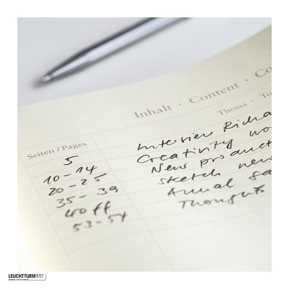 Caiet Leuchtturm1917 Notebook Classic A5, coperta rigida, velin, 251 pagini numerotate, hartie 80 g/mp, 145 x 210 mm, cuprins, 2 semne de carte, elastic, buzunar, bordeaux [5]