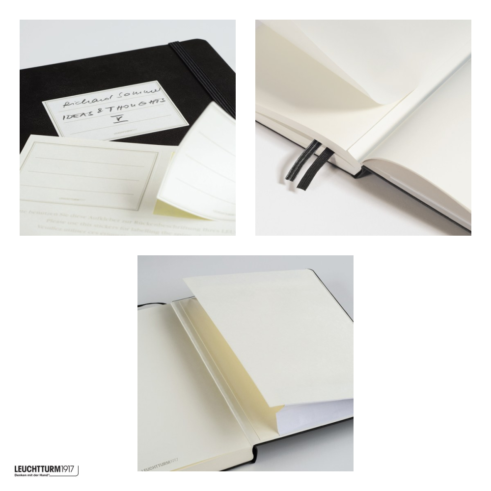 Caiet Leuchtturm1917 Notebook Classic A5, coperta rigida, velin, 251 pagini numerotate, hartie 80 g/mp, 145 x 210 mm, cuprins, 2 semne de carte, elastic, buzunar, bordeaux [4]