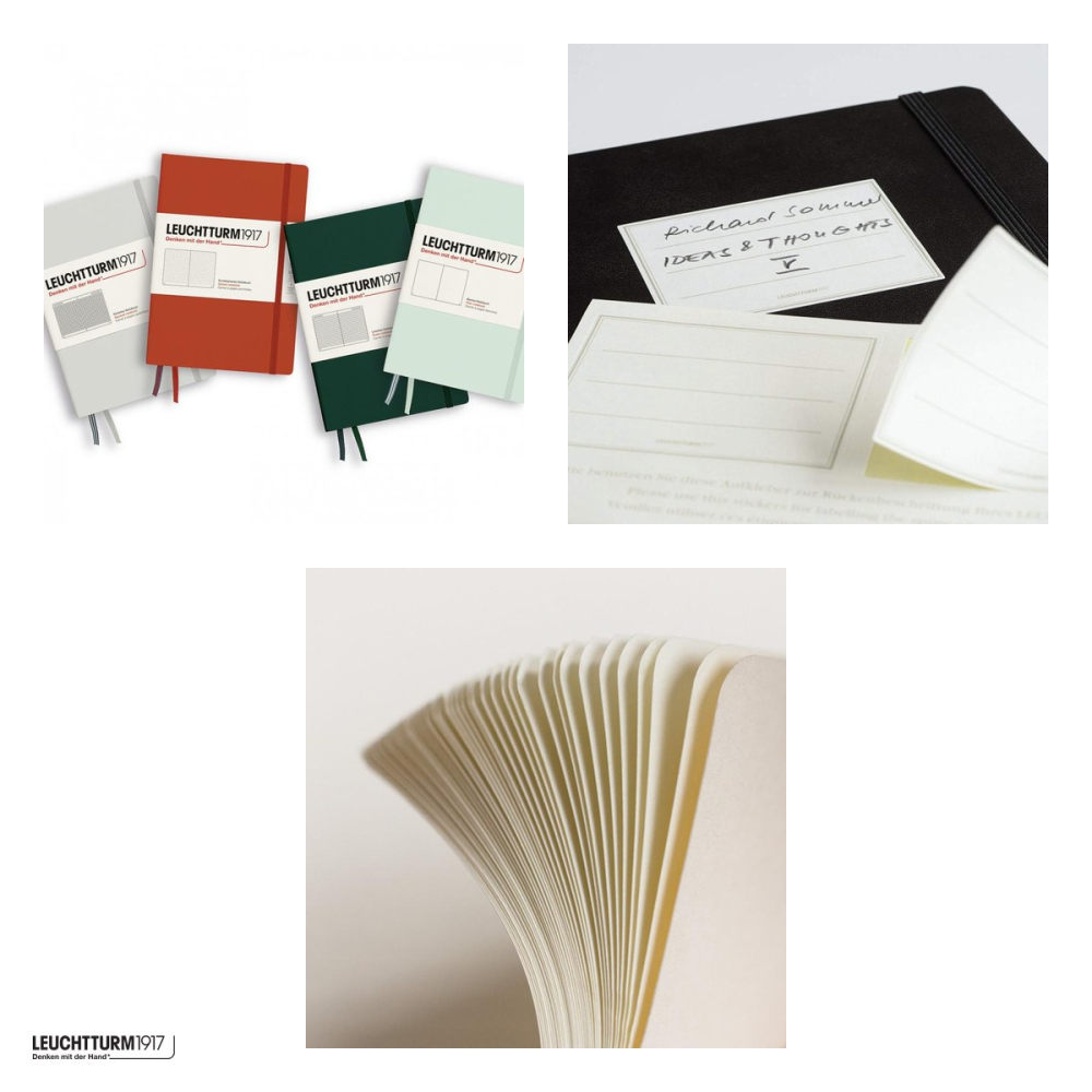 Caiet Leuchtturm1917 Notebook Classic A6, coperta rigida, dictando, 187 pagini numerotate, hartie 80 g/mp, 90 x 150 mm, cuprins, 2 semne de carte, elastic, buzunar, negru [4]