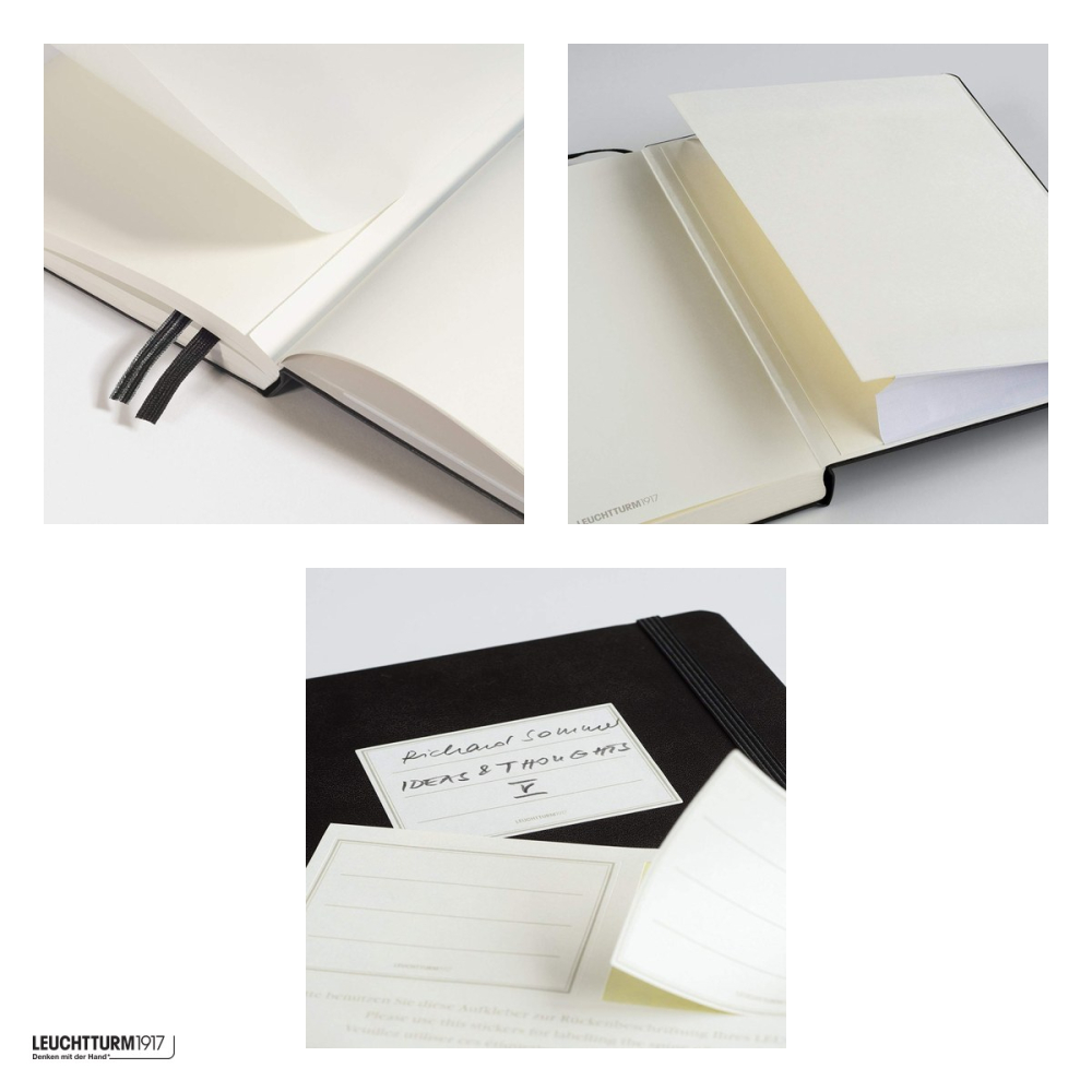 Caiet Leuchtturm1917 Notebook Classic B5, coperta flexibila, velin, 123 pagini numerotate, hartie 80 g/mp, 178 x 254 mm, cuprins, 2 semne de carte, elastic, buzunar, magenta [4]