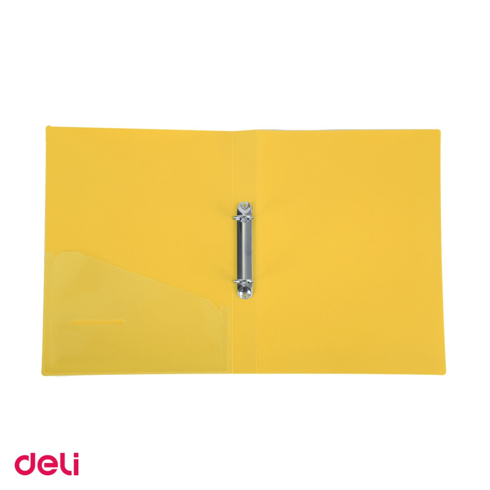 Caiet mecanic Deli A4, 2 inele, 25/30 mm, coperta flexibila buzunar culori neon, asortate [5]