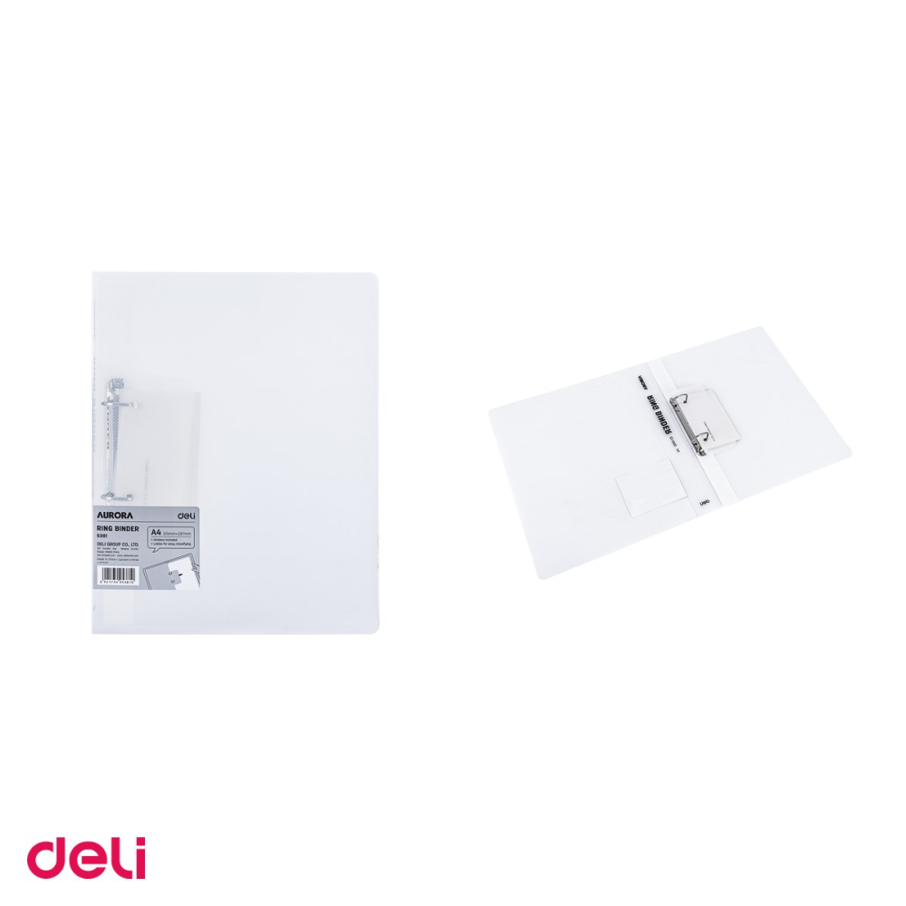Caiet mecanic Deli A4 Flexibila Translucid, 2 inele, 15 mm/20, coperta, alb [4]