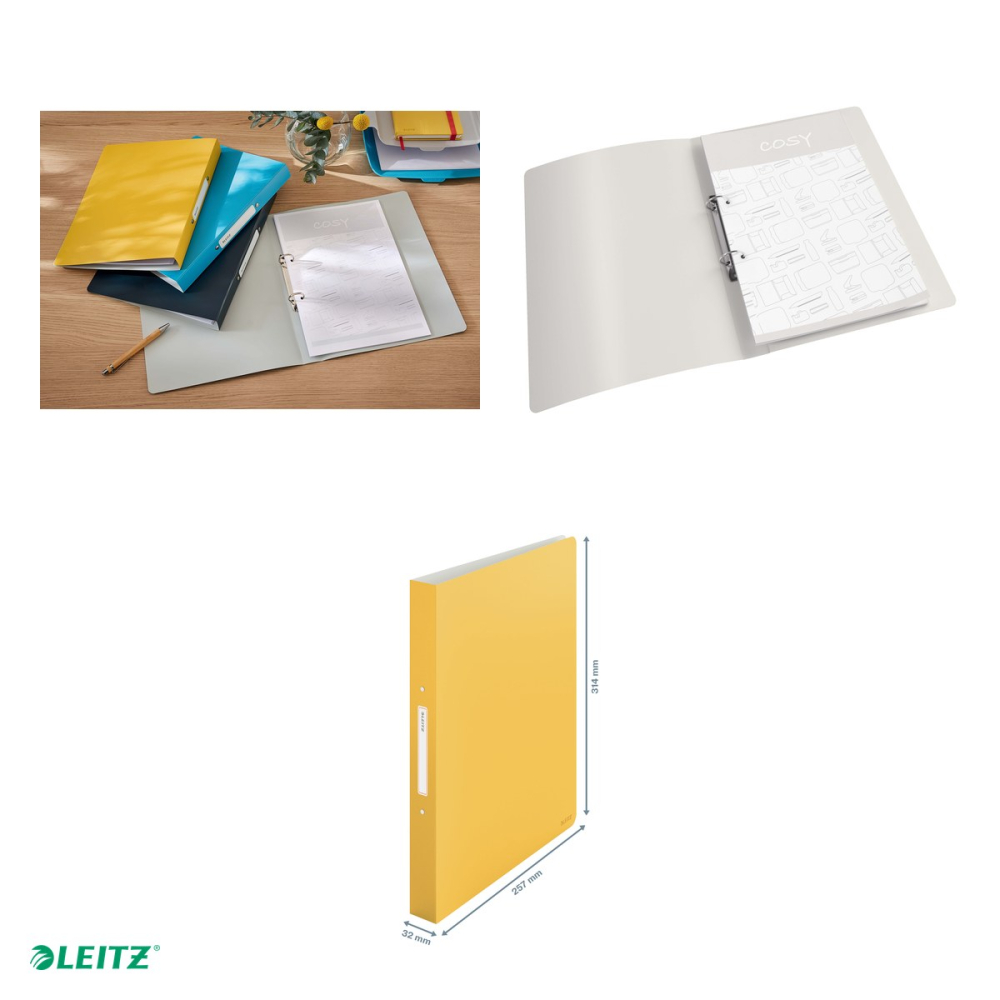Caiet mecanic Leitz Cosy, PP, A4, mecanism 2 RR, inel 25 mm, coperta moale, capacitate 190 coli (80 g/mp), pentru prezentare, galben Chihlimbar [5]