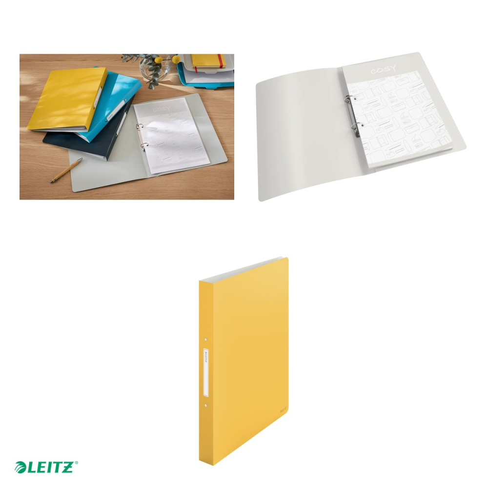 Caiet mecanic Leitz Cosy, PP, A4, mecanism 2 RR, inel 25 mm, coperta moale, capacitate 190 coli (80 g/mp), pentru prezentare, galben Chihlimbar [4]