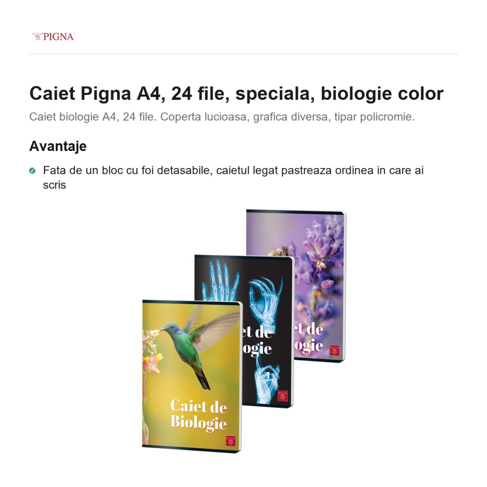 Caiet Pigna A4, 24 file, biologie color [2]