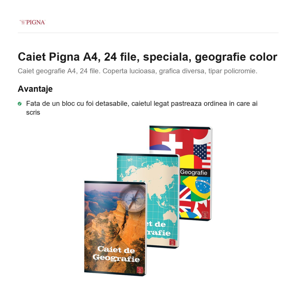 Caiet Pigna A4, 24 file, geografie color [2]
