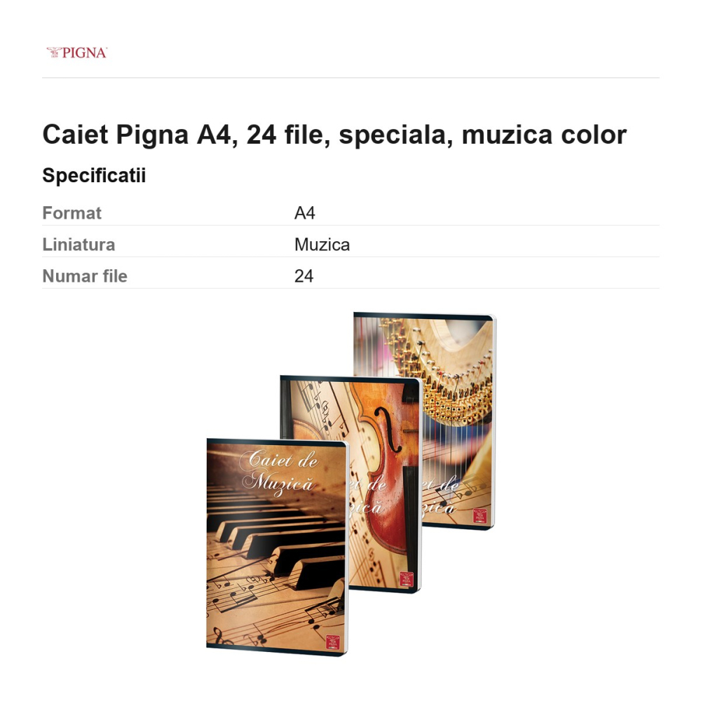 Caiet Pigna A4, 24 file, muzica color [3]