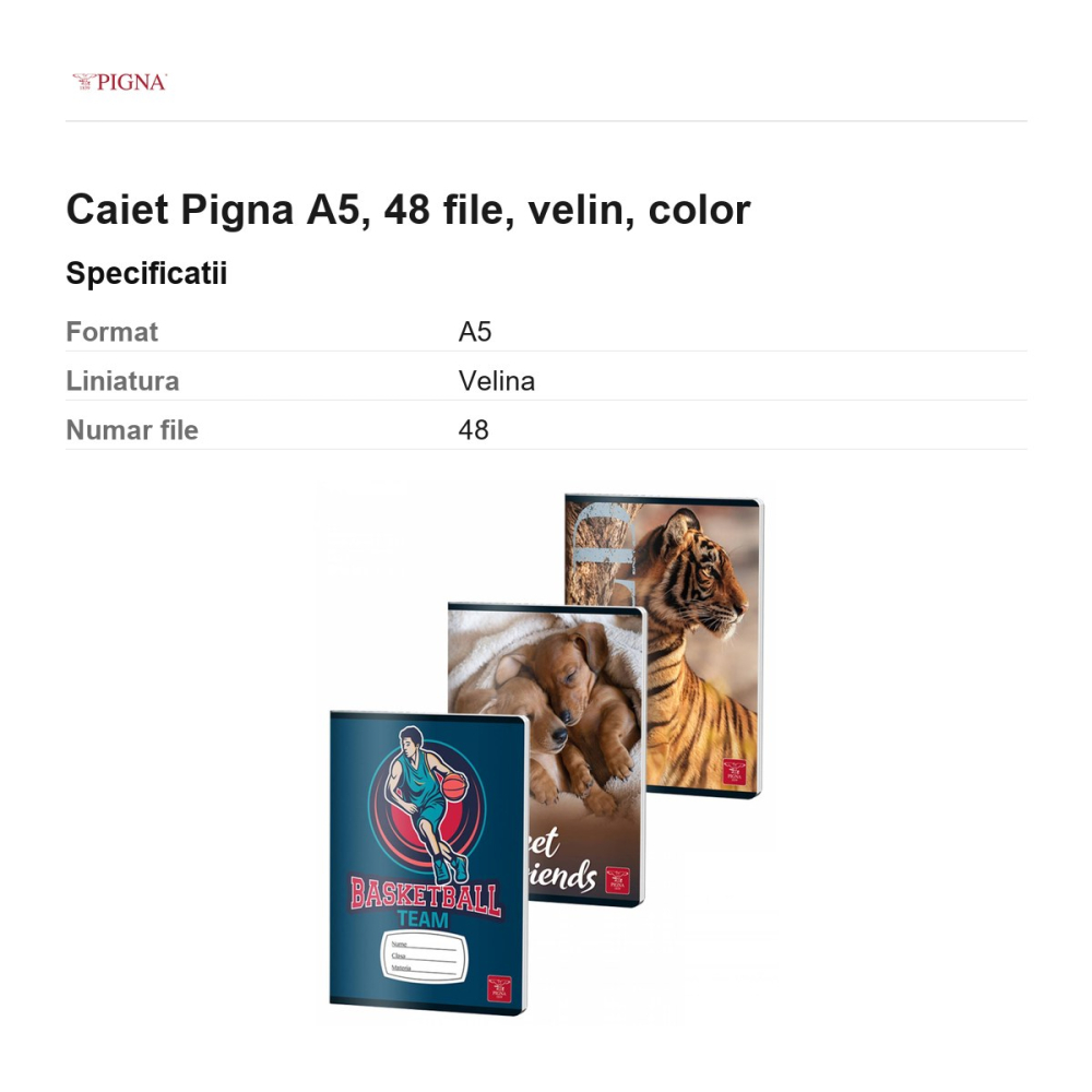 Caiet Pigna A5, 48 file, velin, color [3]