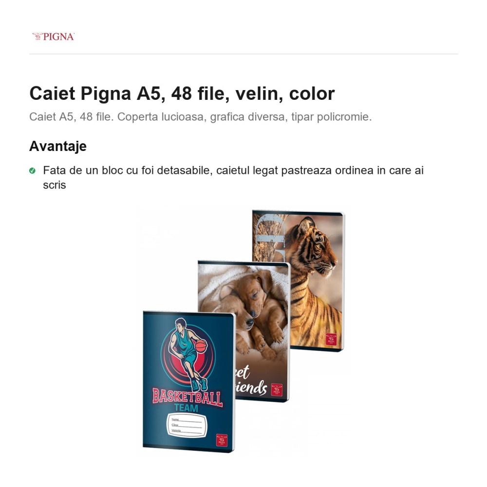 Caiet Pigna A5, 48 file, velin, color [2]