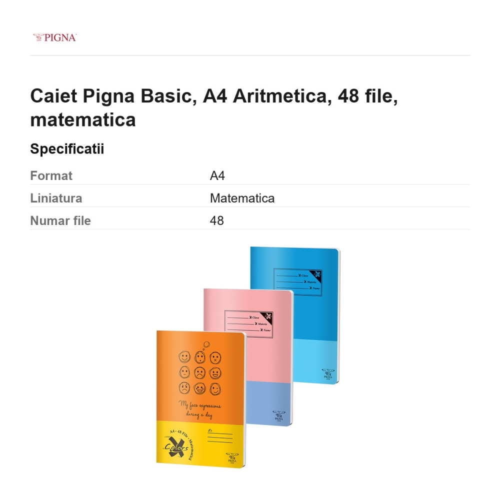 Caiet Pigna Basic, A4, 48 file, matematica, aritmetica [3]
