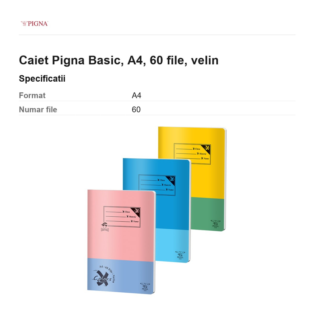 Caiet Pigna Basic, A4, 60 file, velin [3]