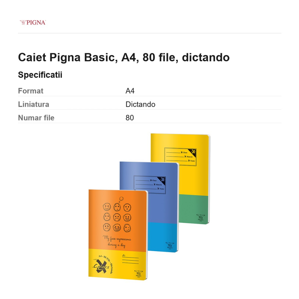 Caiet Pigna Basic, A4, 80 file, dictando [3]