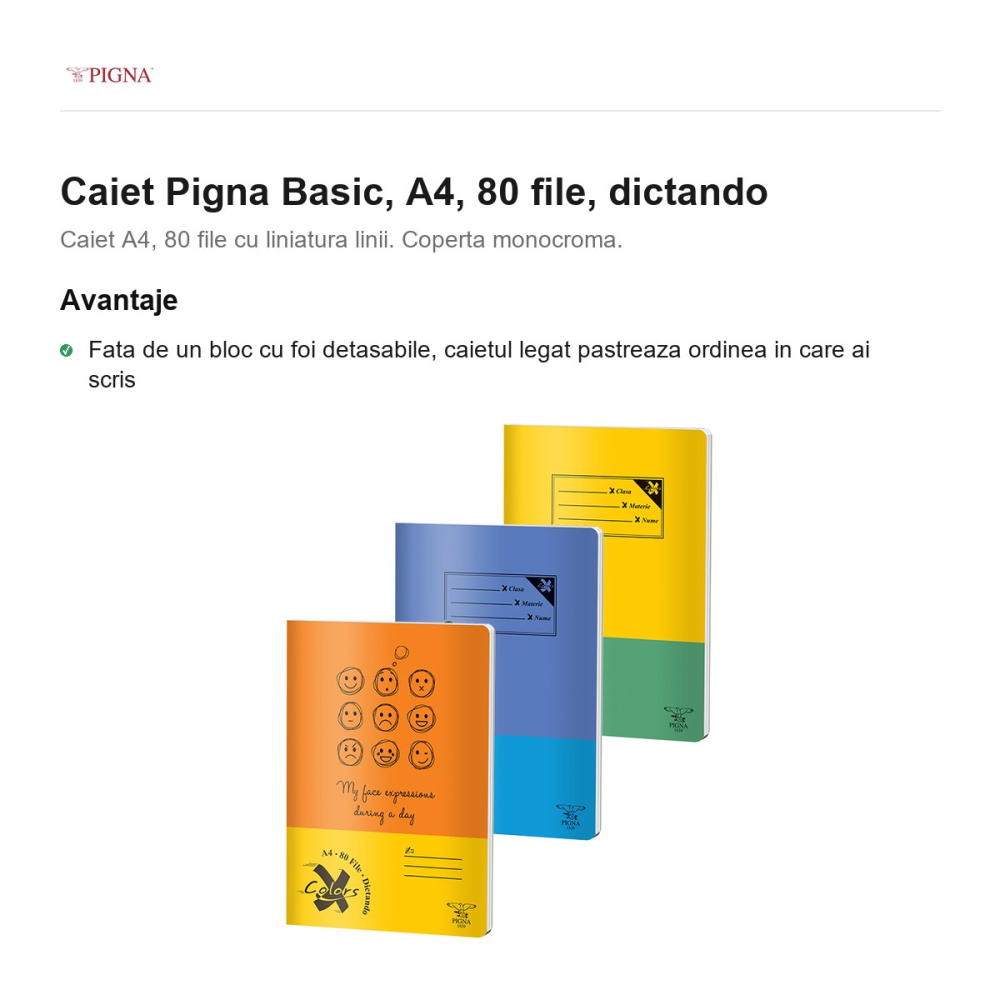 Caiet Pigna Basic, A4, 80 file, dictando [2]