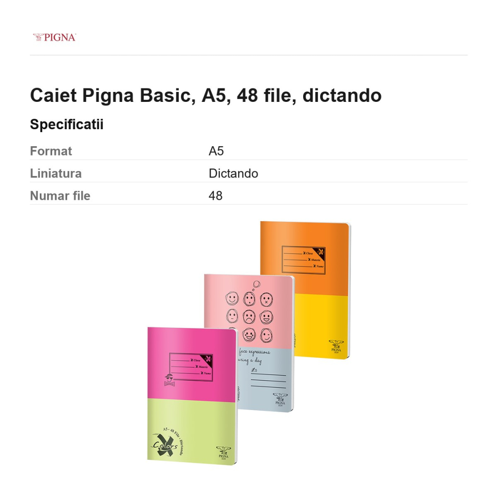 Caiet Pigna Basic, A5, 48 file, dictando [3]