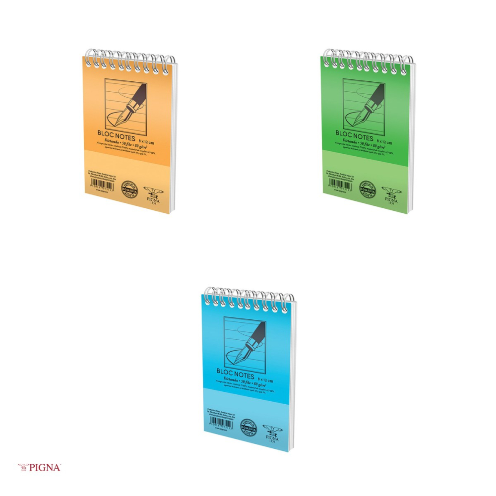 Bloc notes Pigna Basic, A7, 50 file, dictando, 60 g/mp, spira, 80x120 mm [4]