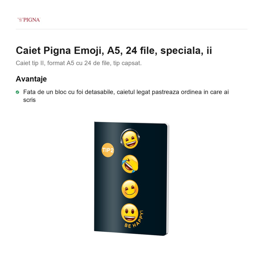 Caiet Pigna Emoji, A5, 24 file, ii [2]