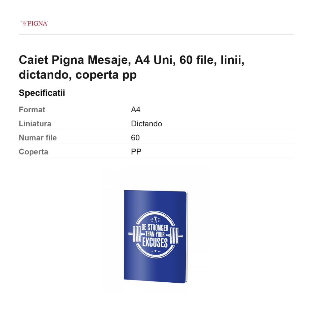Caiet Pigna Mesaje, A4, 60 file, linii, dictando, coperta pp uni [3]