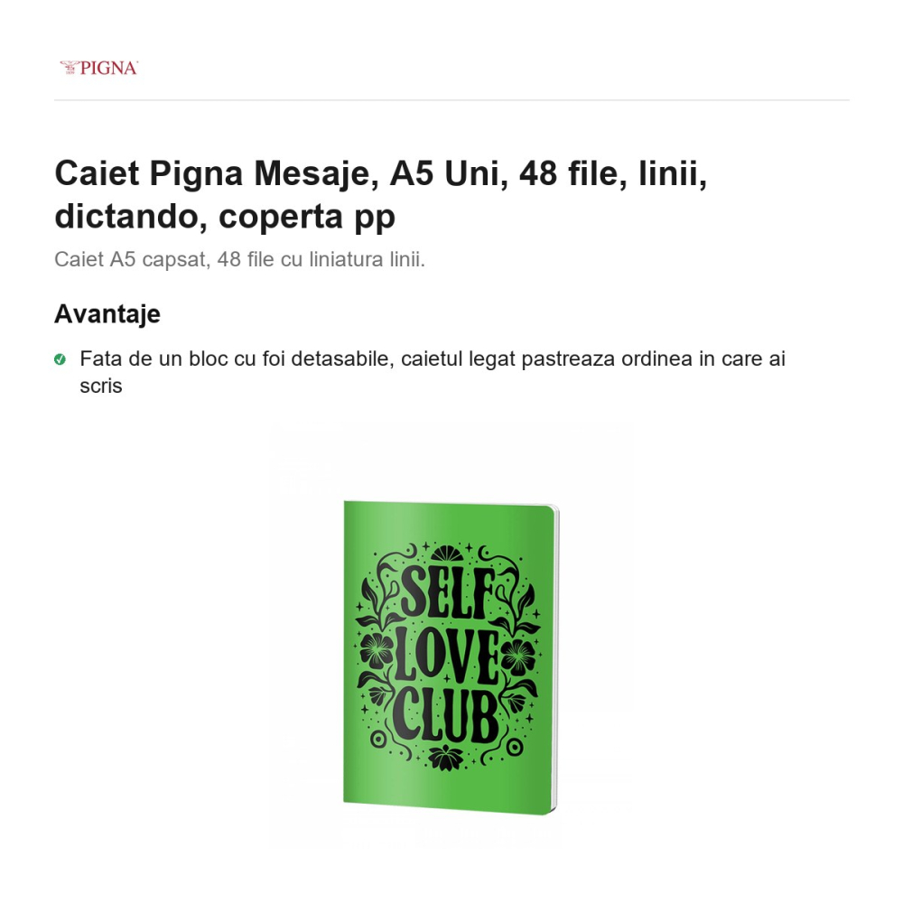 Caiet Pigna Mesaje, A5, 48 file, linii, dictando, coperta pp uni [2]