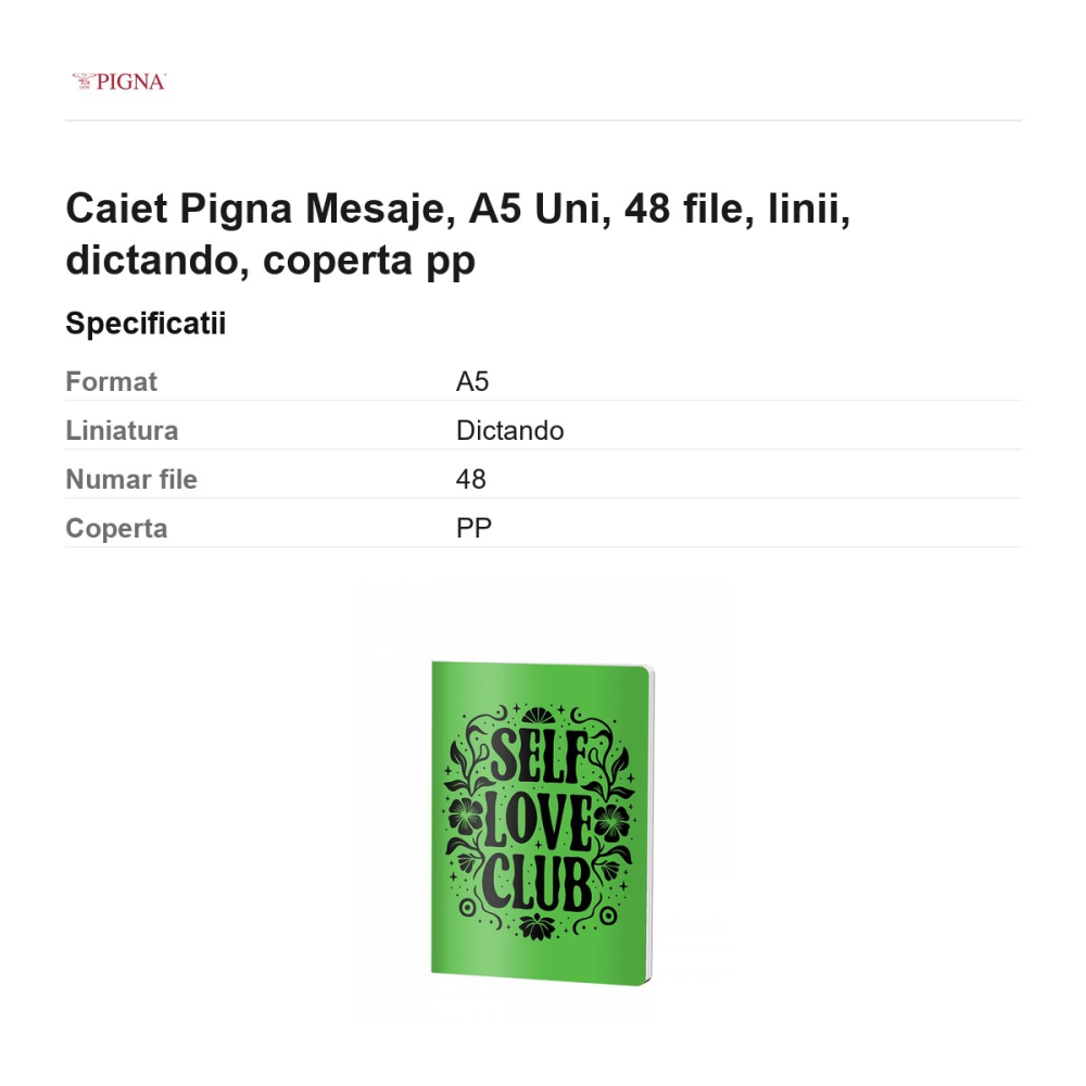 Caiet Pigna Mesaje, A5, 48 file, linii, dictando, coperta pp uni [3]
