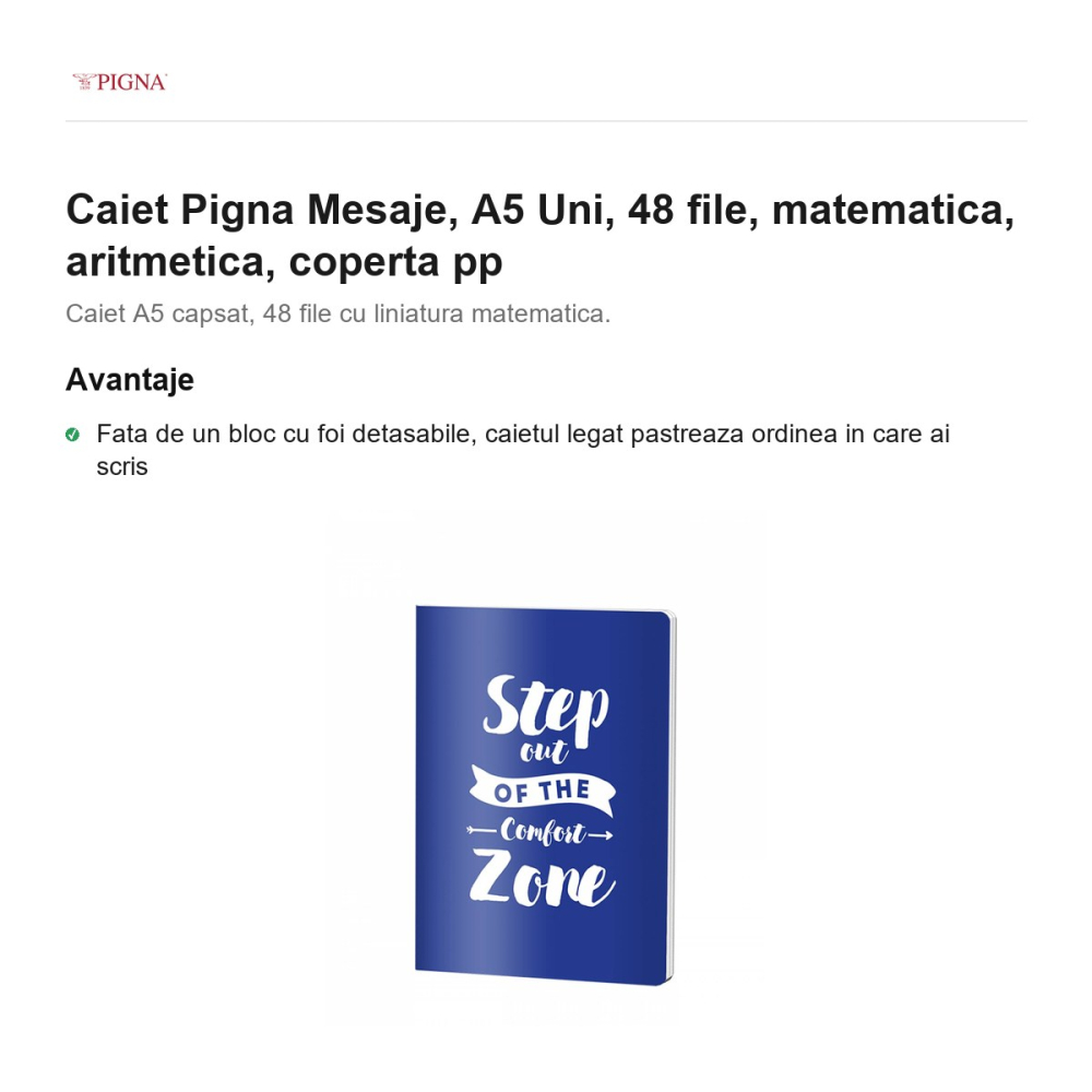 Caiet Pigna Mesaje, A5, 48 file, matematica, aritmetica, coperta pp uni [2]