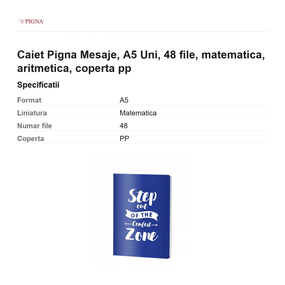 Caiet Pigna Mesaje, A5, 48 file, matematica, aritmetica, coperta pp uni [3]
