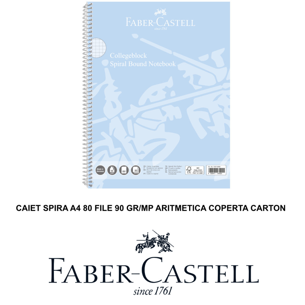 Caiet Spira A4 80 File Aritmetica, Faber Castell, Calcule si Geometrie Precise, Uz Academic si Professional, Hartie 90 g/m² [2]